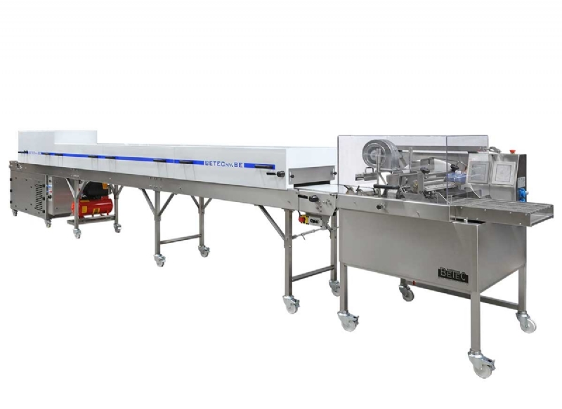 BETEC MBE 120kg Chocolate Enrober with Aura 8-Meter Cooling Tunnel