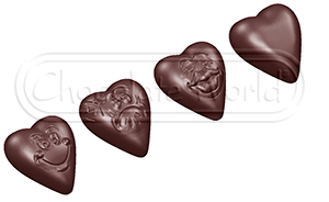 CW1579 - Mold, Smiley Heart 3 Figures