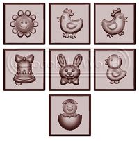 CW1641 - Mold, Caraque Easter, 7 Figures