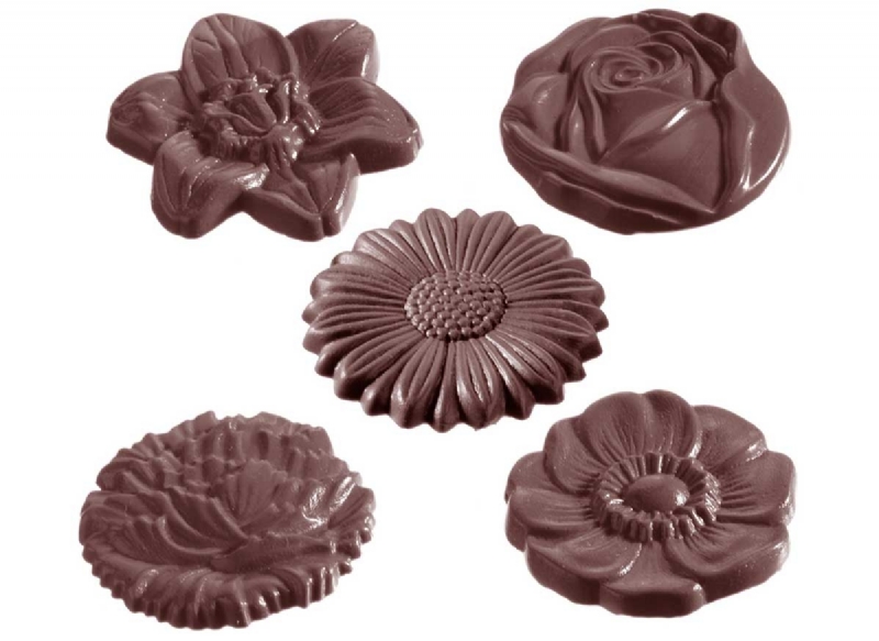 CW1048 - Mold, Flowers 5 Figures